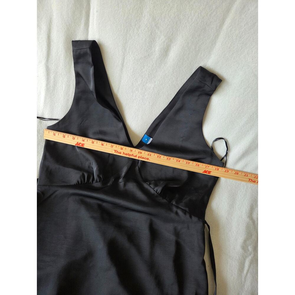 Old Navy Black Satin V-Neck Slip Midi Dress π€β¨ - Picture 3 of 5
